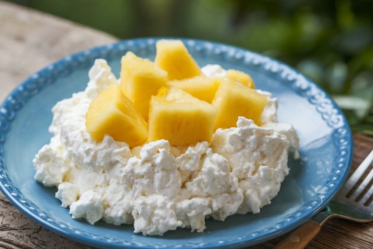 A bowl of cottage cheese with fresh herbs, showcasing its versatility in savory and sweet dishes