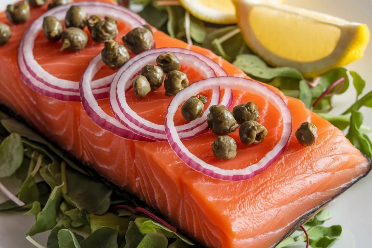 Delicious smoked salmon appetizers with cream cheese and fresh herbs, served on a platter