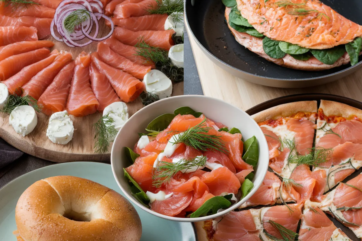 Smoked salmon on a toasted bagel with cream cheese, capers, and red onion - perfect breakfast idea