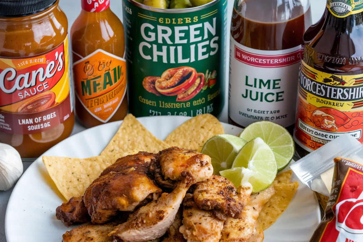 Homemade Cane's sauce in a bowl with chicken fingers and fries